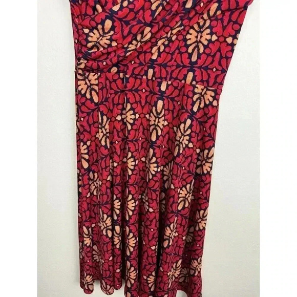 Leota Reye Jersey Faux Wrap Dress Size L Blue Multicolor Leopard - Picture 5 of 10